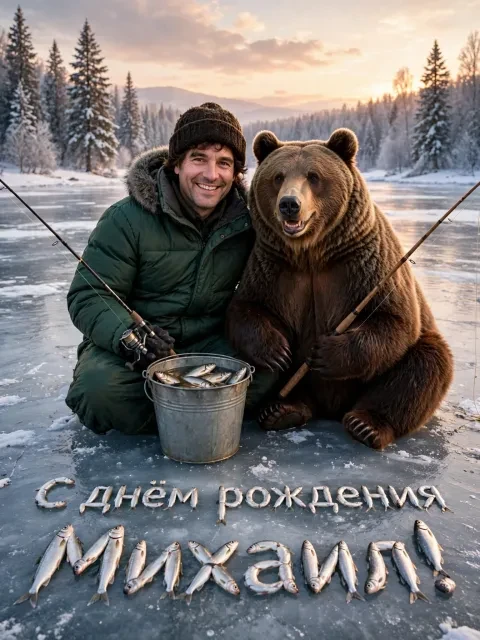 Выбрать дизайн «Медведь-рыбак»