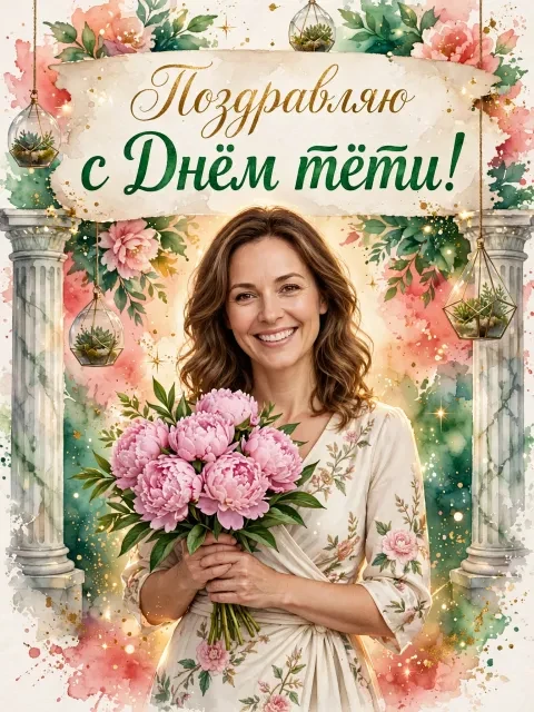 Акварельный пионовый сад