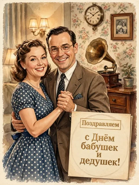 Выбрать дизайн «Ретро-открытка с граммофоном»