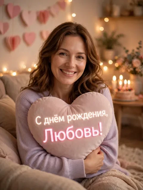 Выбрать дизайн «Мерцающая гостиная с гирляндами»
