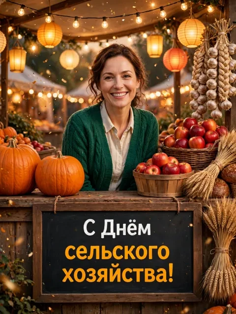 Пример открытки в дизайне «Богатая фермерская ярмарка»