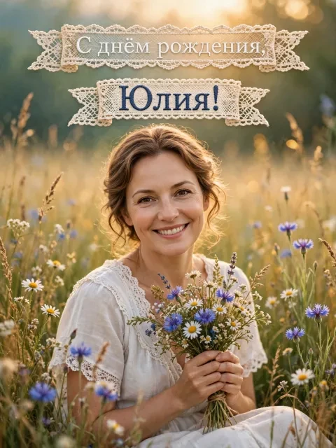 Пример открытки в дизайне «Полевой букет в кружеве»
