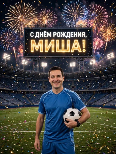 Выбрать дизайн «Футболист на стадионе»