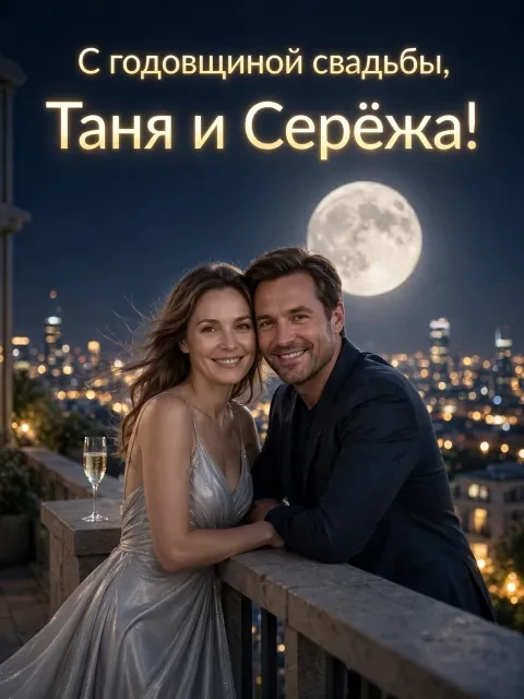 Пример открытки в дизайне «Лунная ночь»
