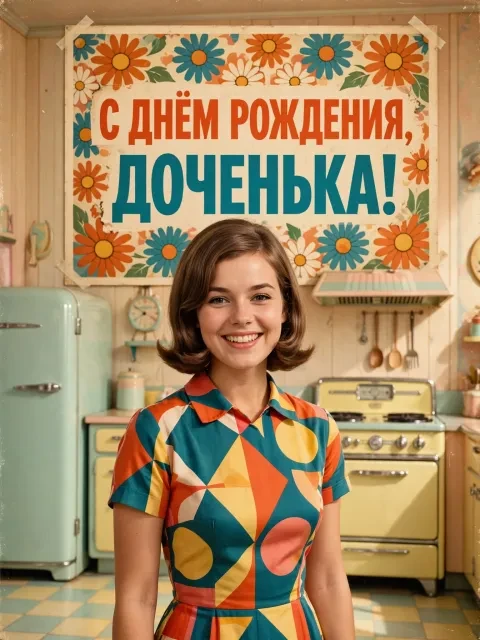 Выбрать дизайн «Ретро-открытка с ромашками»