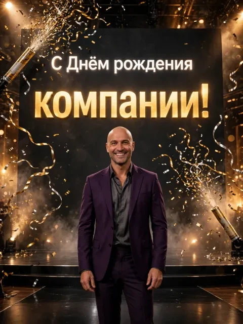 Пример открытки в дизайне «Сцена корпоративного форума»