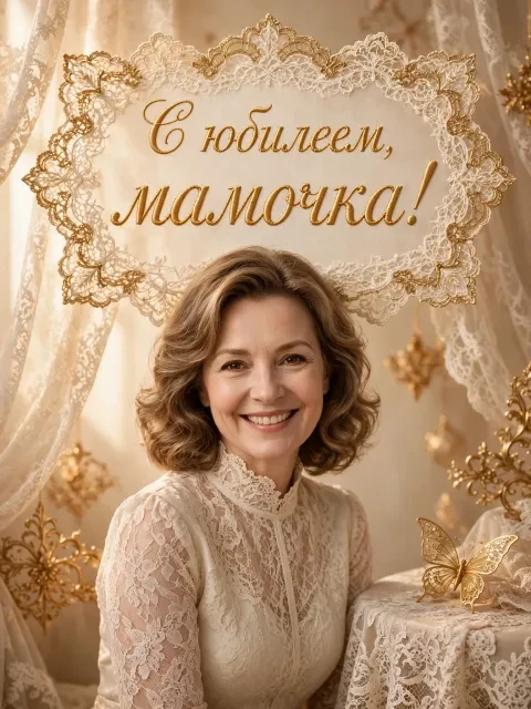 Пример открытки в дизайне «Золотое кружево»