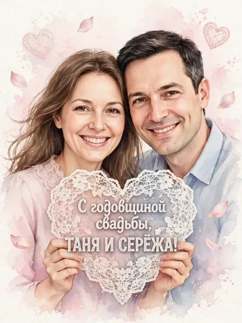 Пример открытки в дизайне «Кружевное сердце»
