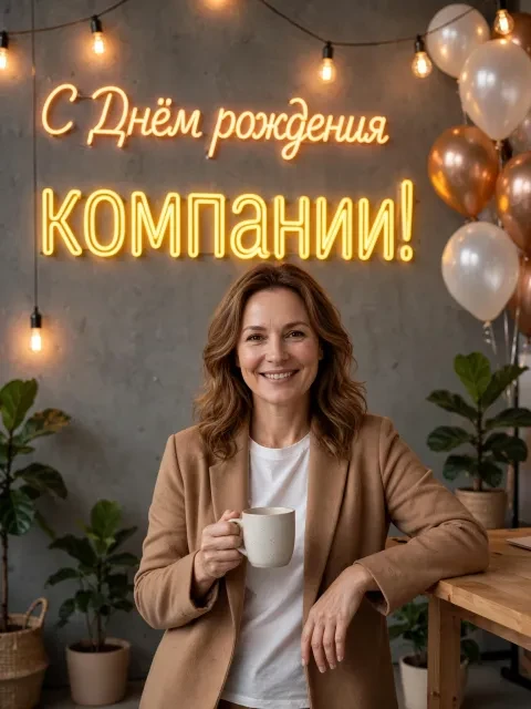 Пример открытки в дизайне «Неоновый лофт»