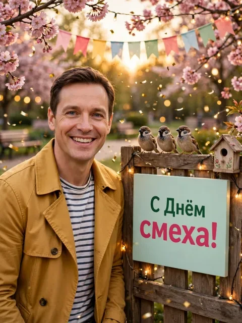 Пример открытки в дизайне «Весенний день птиц»
