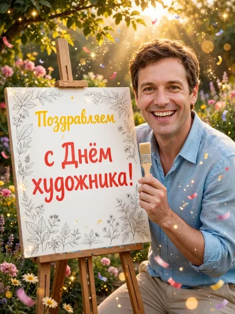 Пример открытки в дизайне «Солнечный пленэр в стиле импрессионизма»