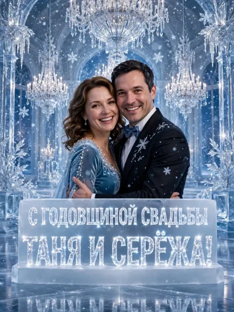 Пример открытки в дизайне «Хрустальный зимний бал»