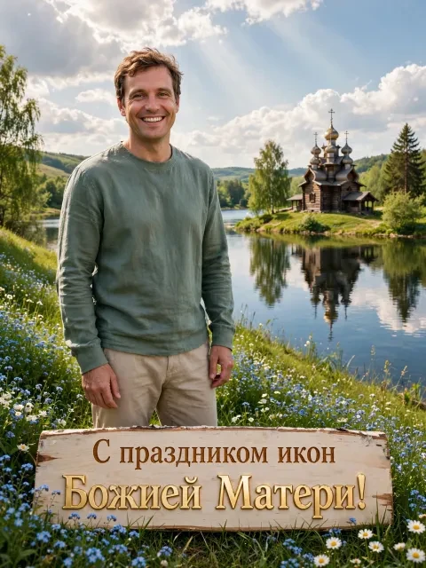 Выбрать дизайн «Тихвинская святыня у тихого озера»