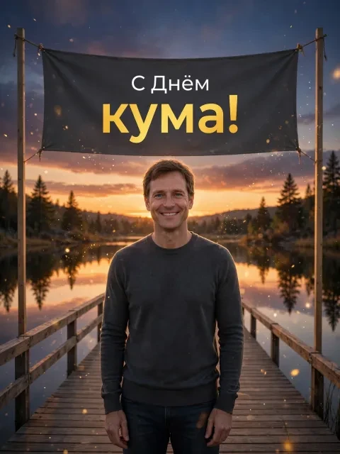 Пример открытки в дизайне «Минимализм на закатном пирсе»