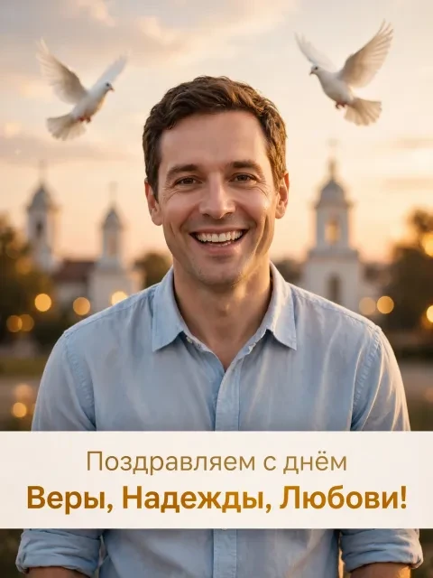Выбрать дизайн «Белые голуби над храмом»