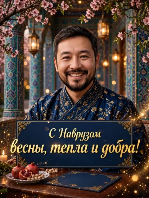 Пример открытки в дизайне «Дворцовая мозаика и цветущий сад»