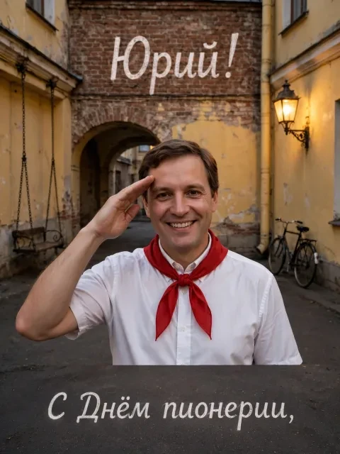 Пример открытки в дизайне «Ленинградский дворик»