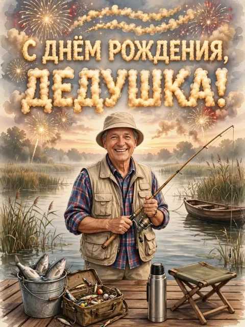 Рыбак с салютом