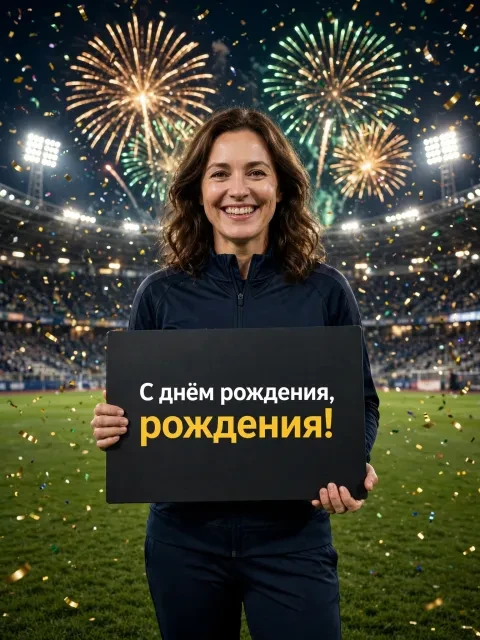 Пример открытки в дизайне «Чемпионский матч»