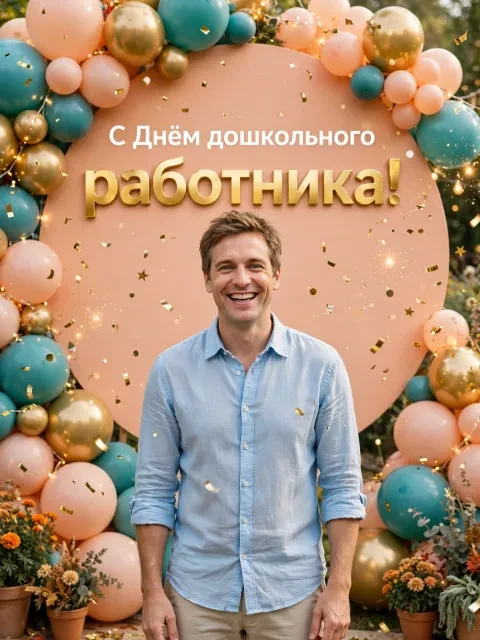 Пример открытки в дизайне «Праздник воздушных шаров»