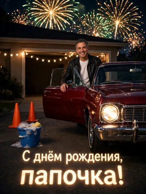 Выбрать дизайн «Машинка и гаражный салют»