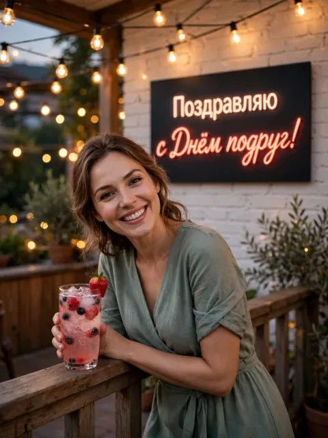 Выбрать дизайн «Вечерняя терраса с гирляндами»