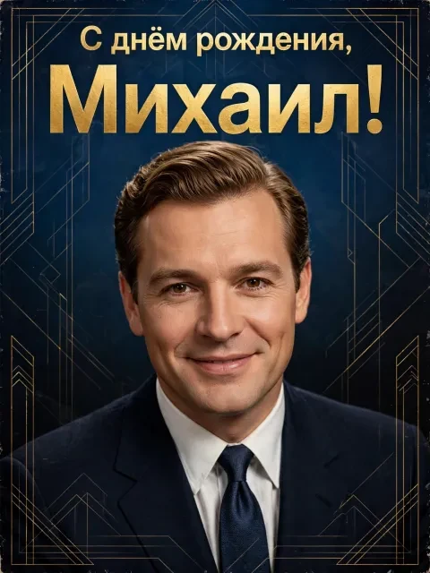 Пример открытки в дизайне «Золотая обложка»