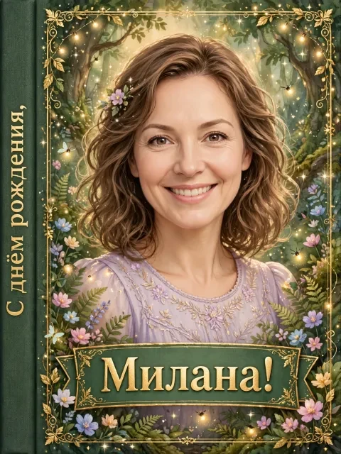 Пример открытки в дизайне «Обложка сказки»