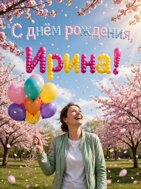 Пример открытки в дизайне «Шариковый салют»