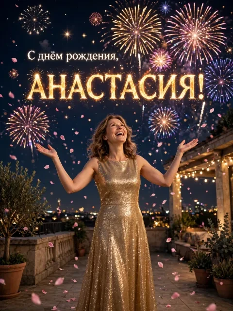 Пример открытки в дизайне «Живая открытка с салютом»