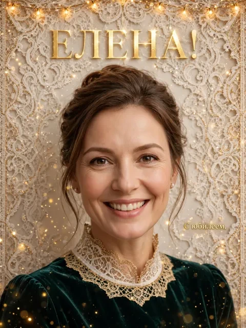Пример открытки в дизайне «Золотое кружево»