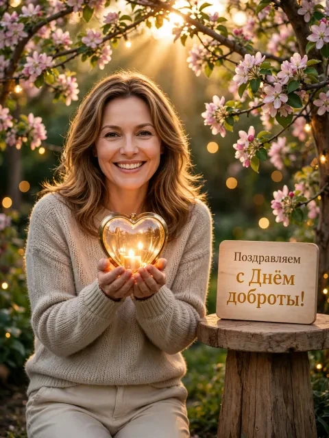 Сияющее сердце в цветущем саду