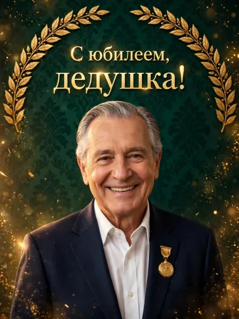 Пример открытки в дизайне «Золотая рамочная классика»