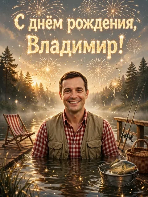 В примере на открытке напечатаны поздравление и имя.