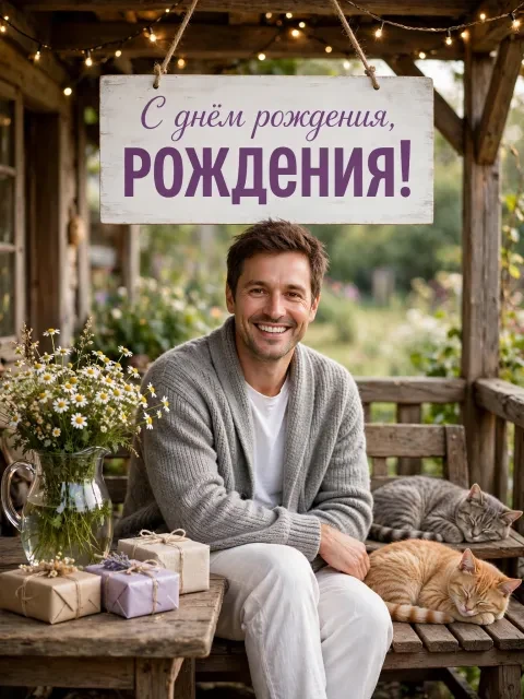 Выбрать дизайн «Веранда с котиками и ромашками»