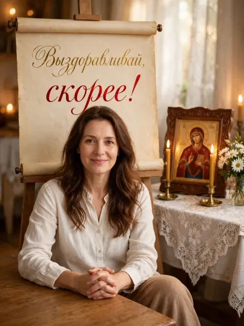 Пример открытки в дизайне «Благодатный свет и молитва»
