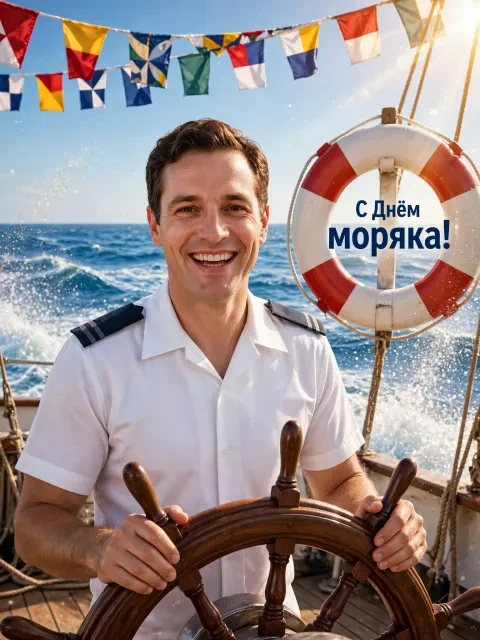 Пример открытки в дизайне «Июньский бриз на палубе»