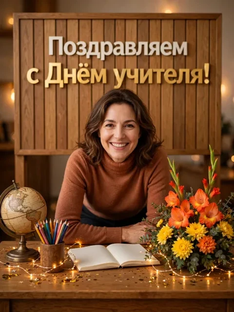 Выбрать дизайн «Праздничный учительский стол»