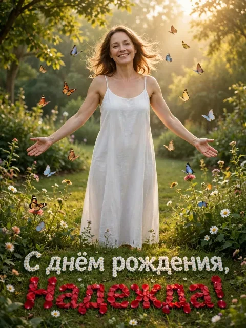 Пример открытки в дизайне «Бабочки и утренний свет»