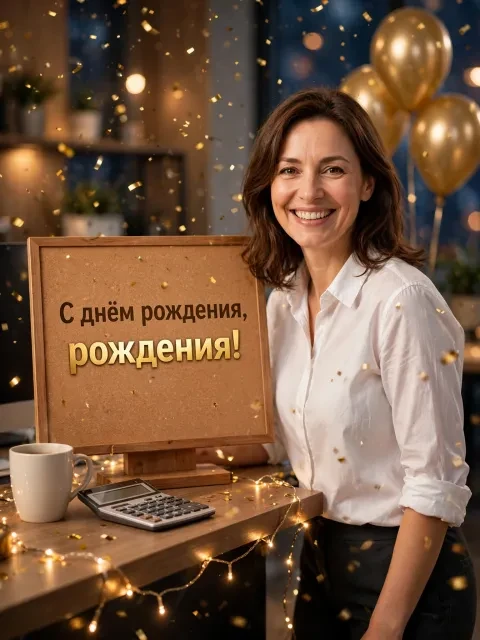 Пример открытки в дизайне «Баланс праздника»