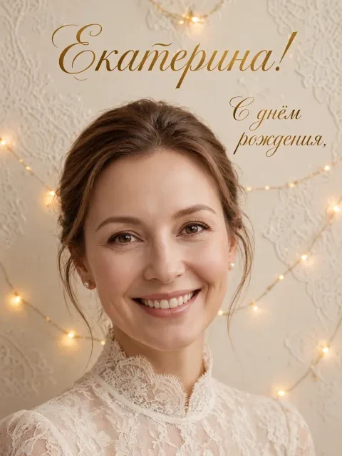 Пример открытки в дизайне «Кружево и золотая каллиграфия»