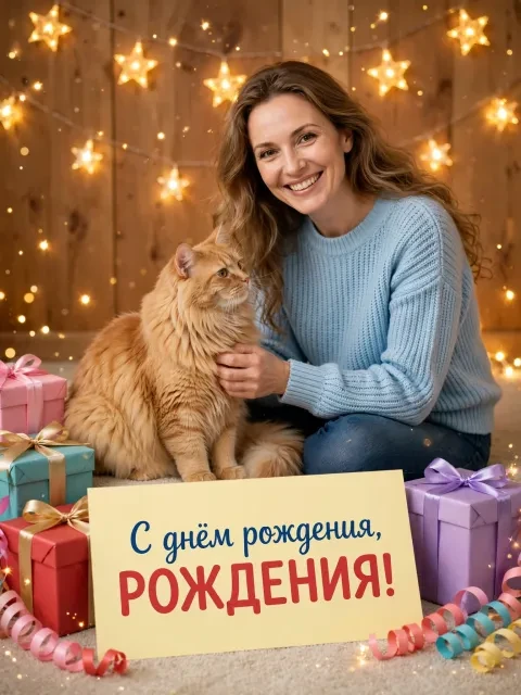 Пушистый кот и подарки