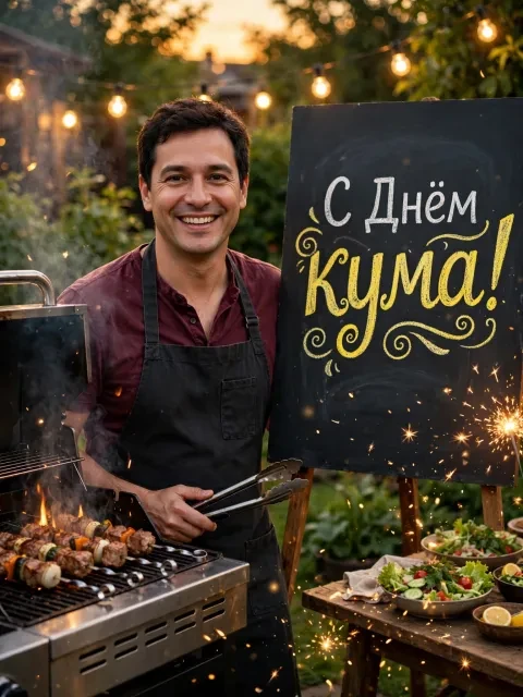 Пример открытки в дизайне «Дружеский пикник у гриля»