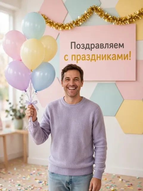 Выбрать дизайн «Пастельная геометрия и шары»