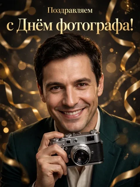 Пример открытки в дизайне «Глянцевая обложка мастера»