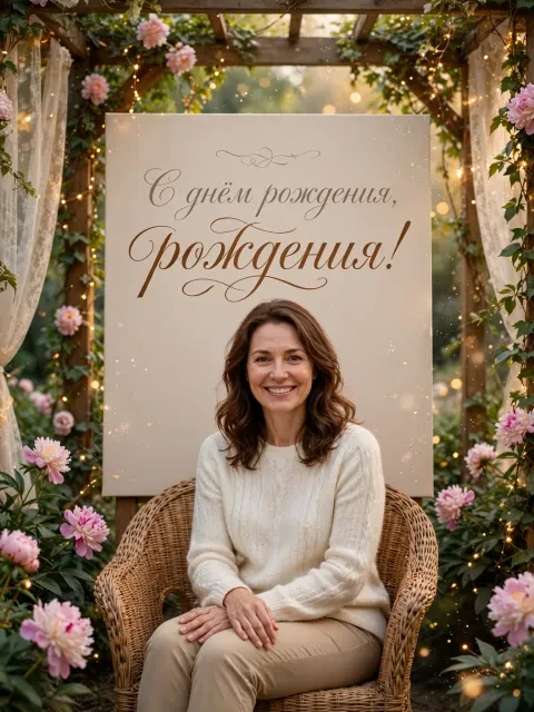 Пример открытки в дизайне «Нежная кружевная беседка»