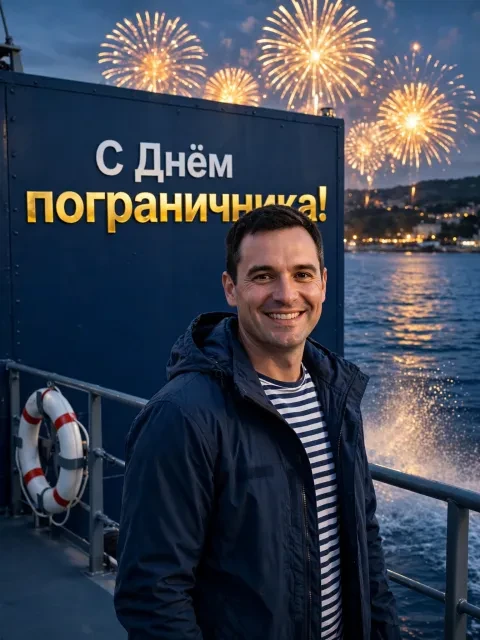 Пример открытки в дизайне «Морской пограничный дозор»