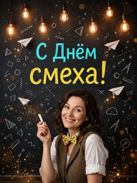 Пример открытки в дизайне «Весёлый профессор математики»