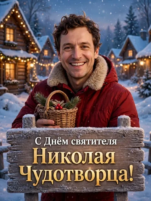 Выбрать дизайн «Зимняя сказка в деревне»