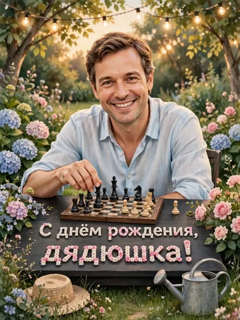 Выбрать дизайн «Шахматный сад с гирляндами»